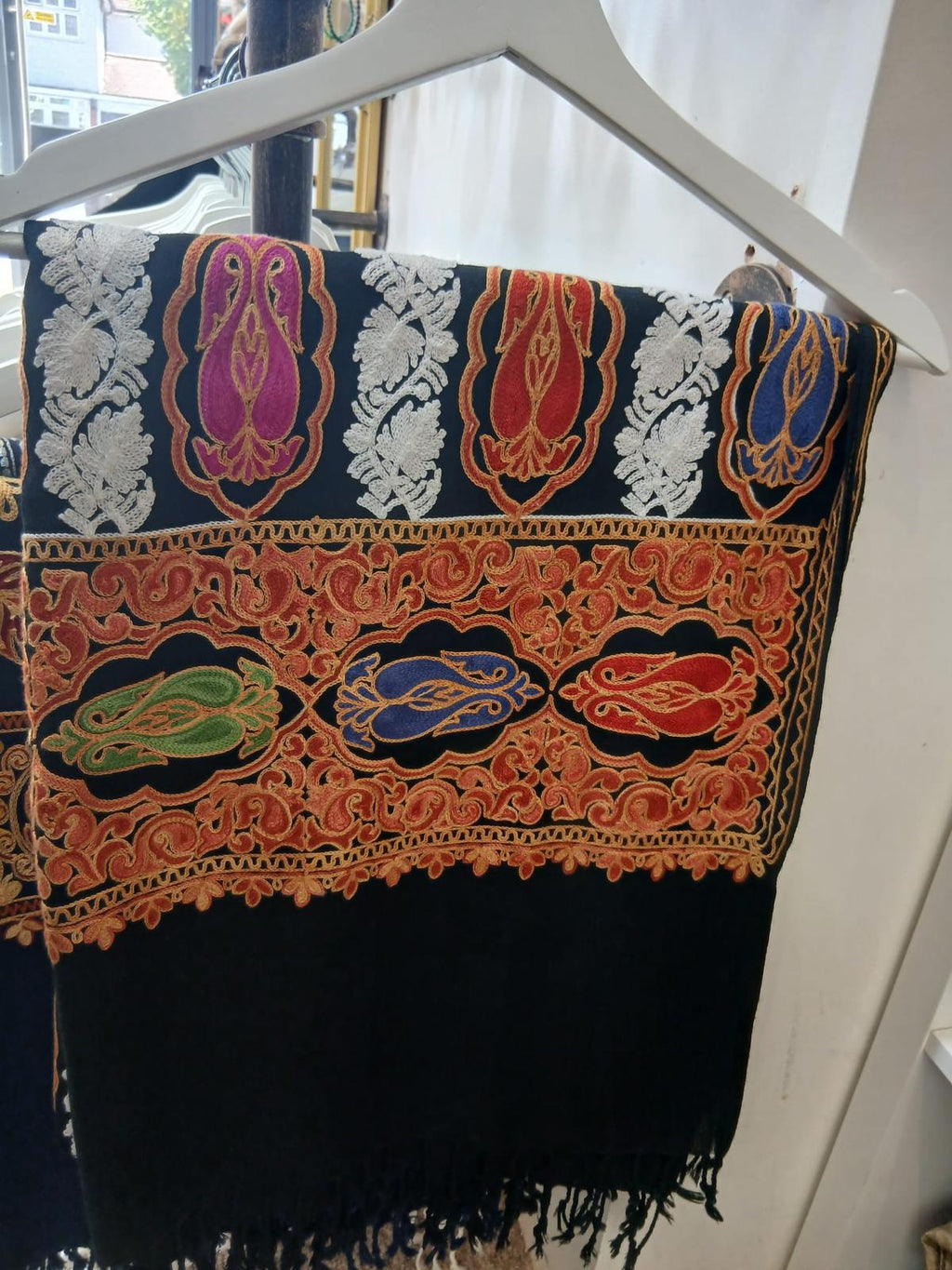 Midnight Multicolor Paisley Kashmiri Embroidered Shawl