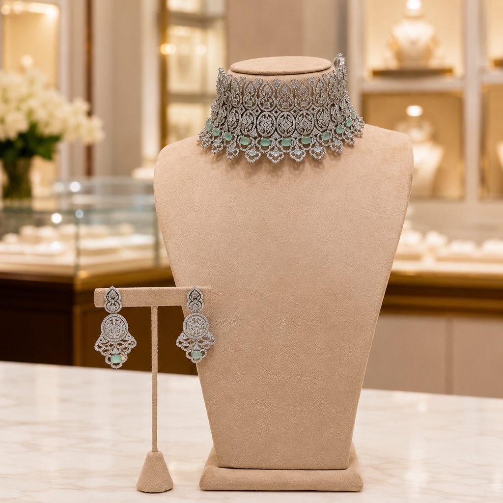 Mint Diamond Choker Set