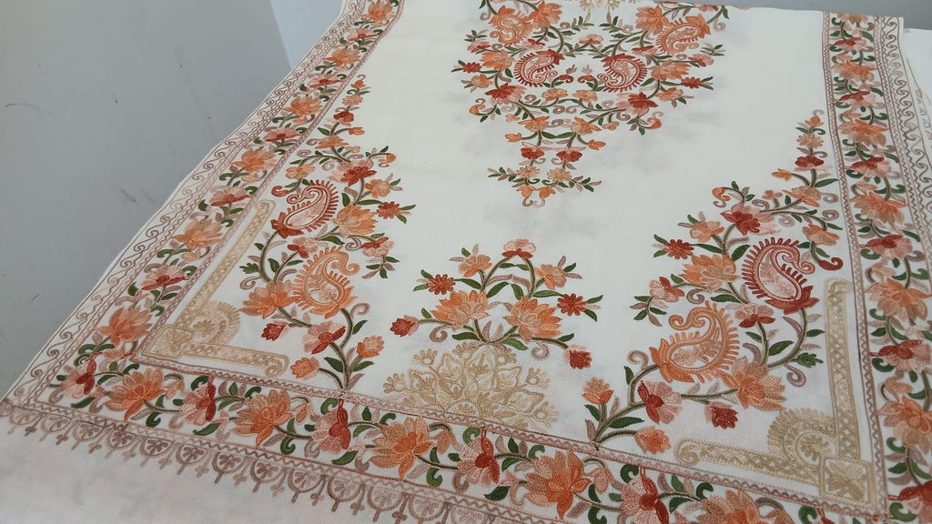 Pearl Blush Kashmiri Embroidered Floral Shawl Wrap