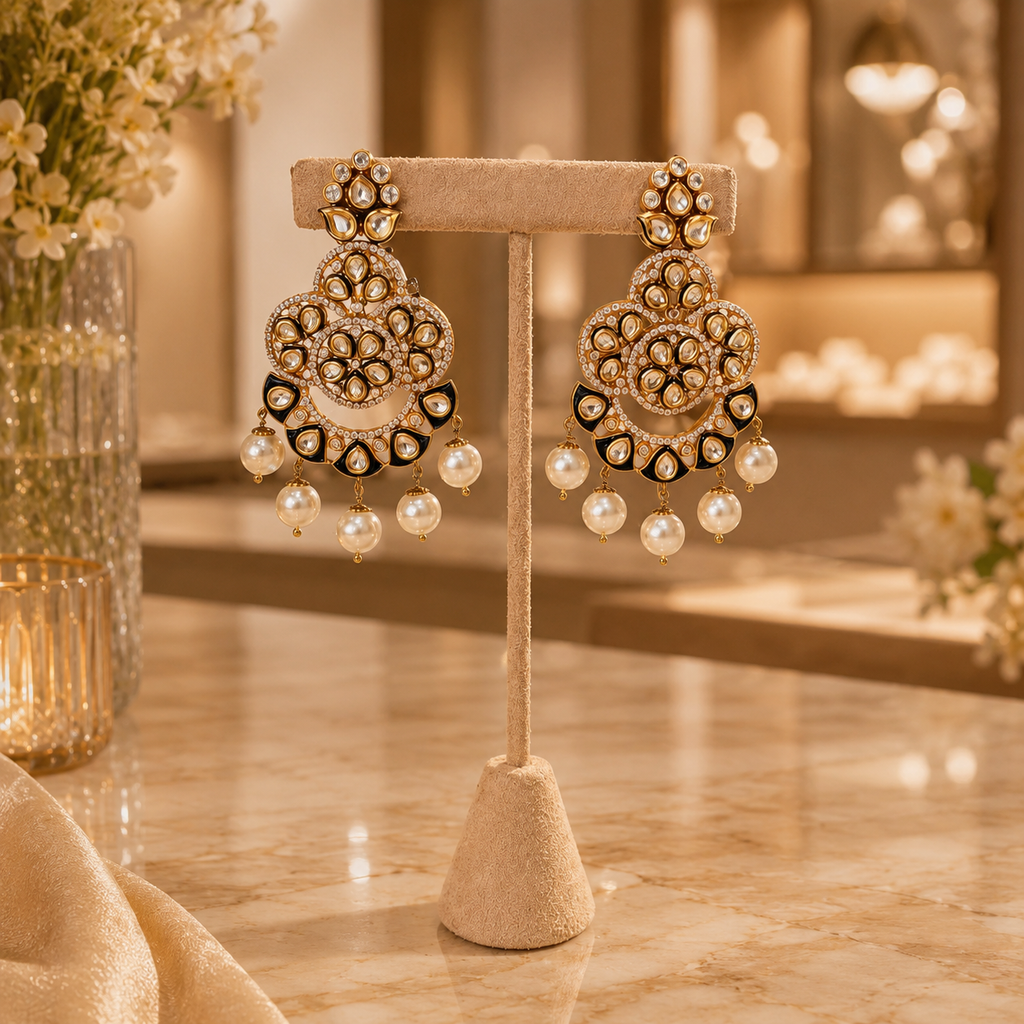 Pearl Drop Kundan Earrings