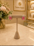 Pink Oval Stone Stud Earrings