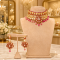 Pink Gold Kundan Choker Set with Matching Earrings