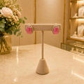 Pink Oval Stone Stud Earrings