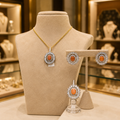 Radiant Peach Floral Pendant Set