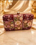Red Floral Embroidered Clutch Bag