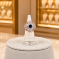 Rose Gold-Tone Royal Blue Centre Stone Ring