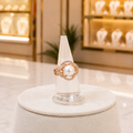 Rose Gold-Tone White Pearl Halo Ring