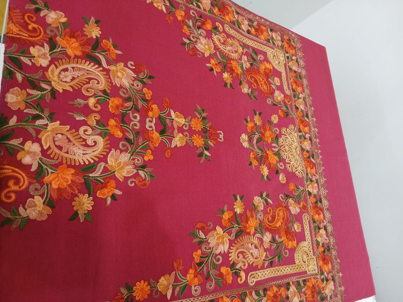 Rosewood Bloom Kashmiri Shawl