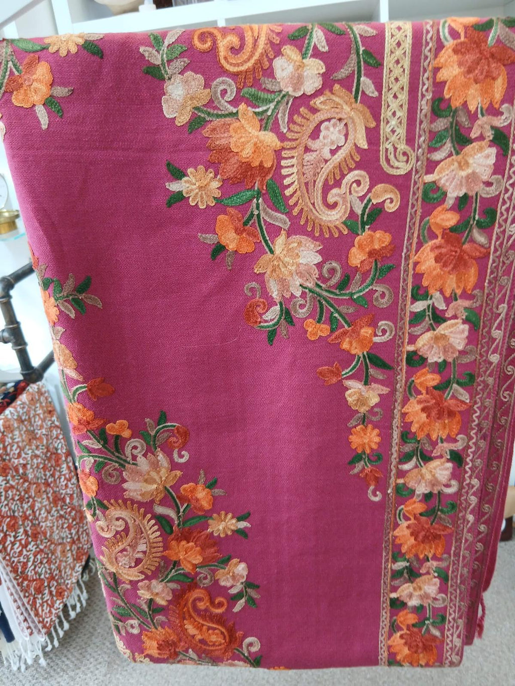 Rosewood Bloom Kashmiri Shawl