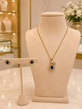 Royal Blue Pendant Necklace Set with Matching Earrings