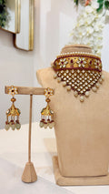 Royal Gold Kundan Pearl Choker Set with Traditional Jhumka Earrings