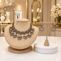 Royal Gold Crystal Statement Necklace & Earrings Set – Bridal Luxury Collection