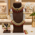 Royal Pearl & Ruby Bridal Haar Set