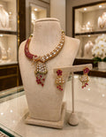 Ruby Pink Kundan Choker Necklace Set with Matching Earrings