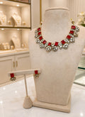Ruby Red Kundan Choker Necklace Set with Matching Earrings