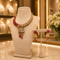 Ruby Pink Kundan Choker Necklace Set with Matching Earrings