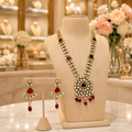 Ruby Red Kundan Necklace Set with Matching Drop Earrings