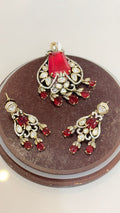 Ruby Stone Kundan Jewelry Set with Drop Earrings