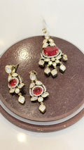 Ruby Stone Kundan Jewelry Set with Drop Earrings