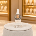 Silver-Tone Champagne Oval Stone Statement Ring