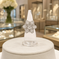Silver-Tone Clear Stone Flower Ring