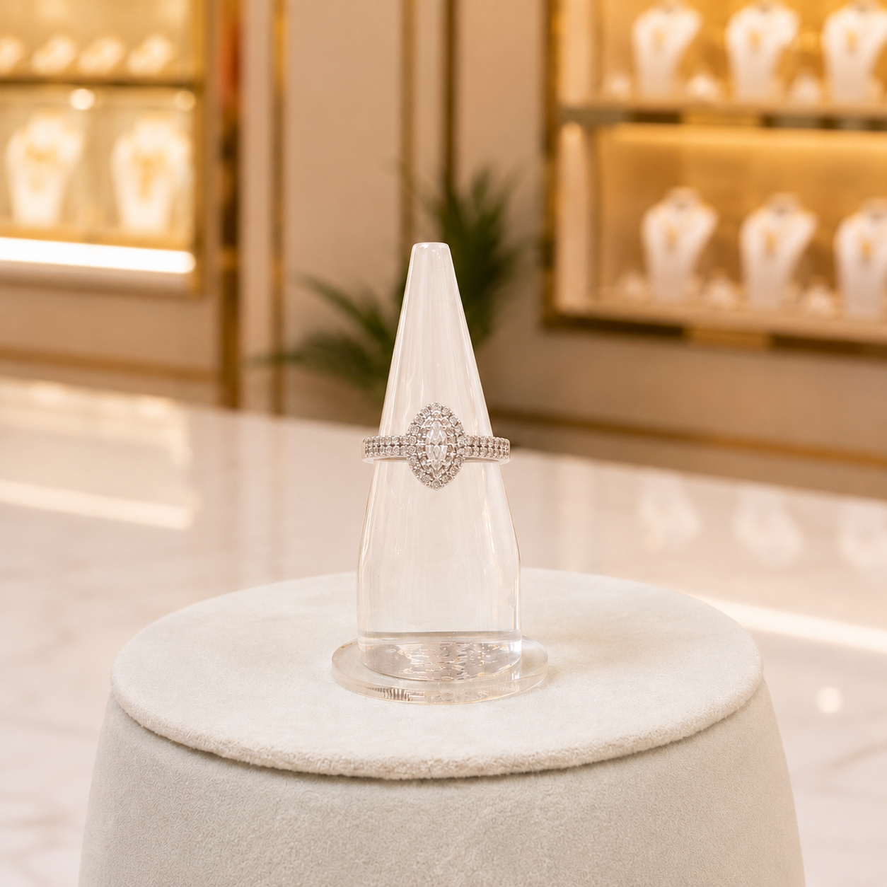 Silver-Tone Marquise Clear Stone Ring