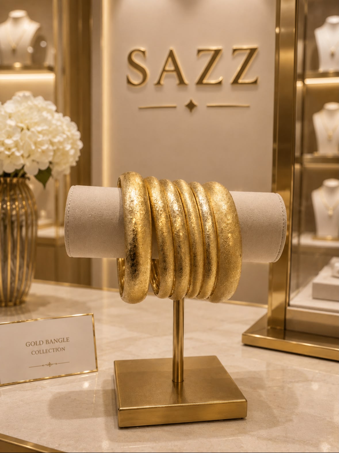 Textured Gold Bangle Set