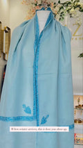 Sky Blue Embroidered Border Shawl