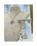 Radiant Peach Floral Pendant Set