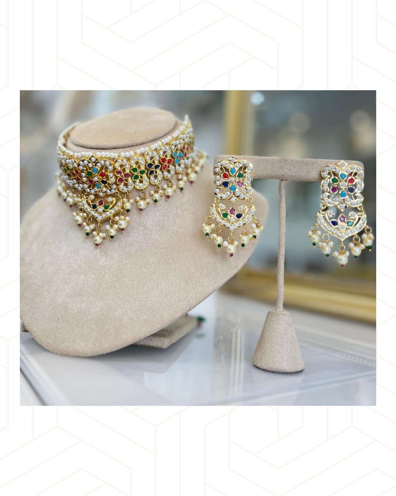 Regal Multi-Stone Pearl Choker