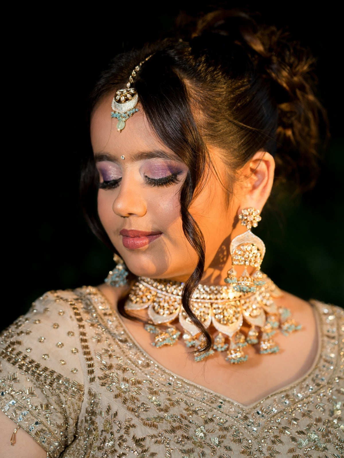 Mint Green Bridal Choker & Earrings Set