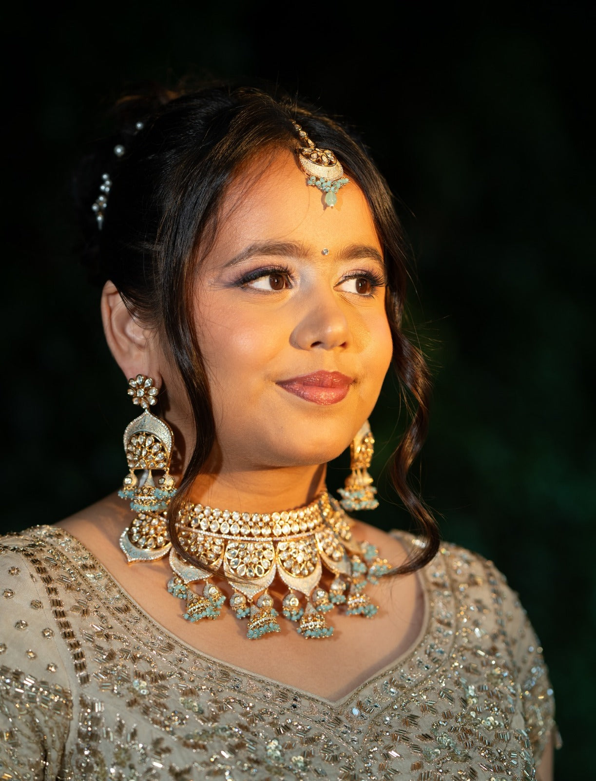 Mint Green Bridal Choker & Earrings Set