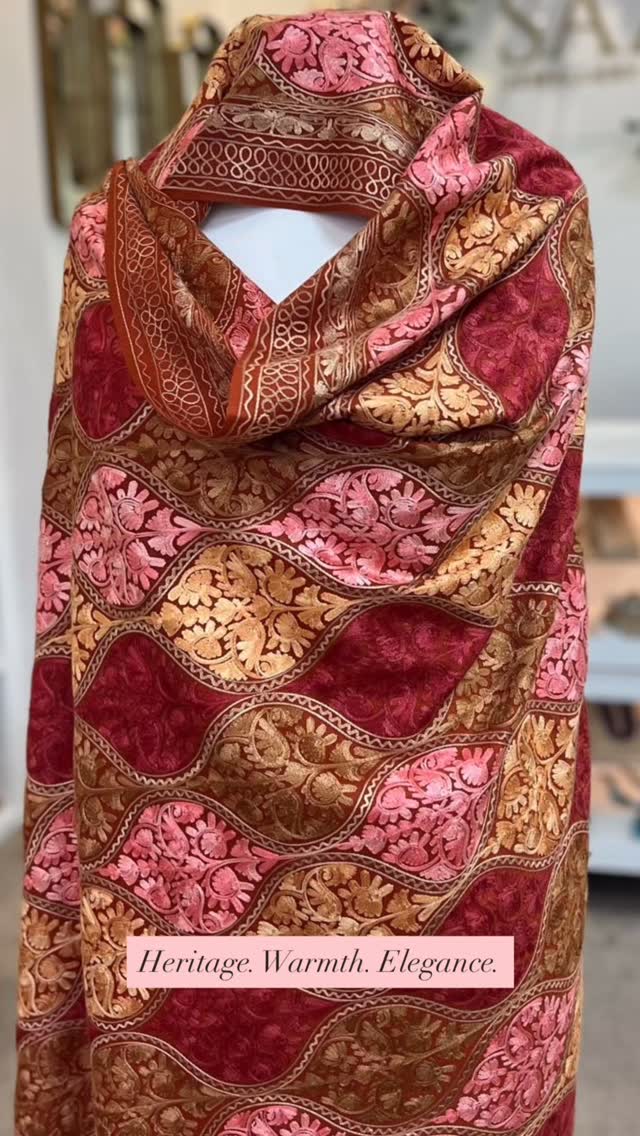 Heritage Maroon Shawl with Golden Floral Paisley Motifs