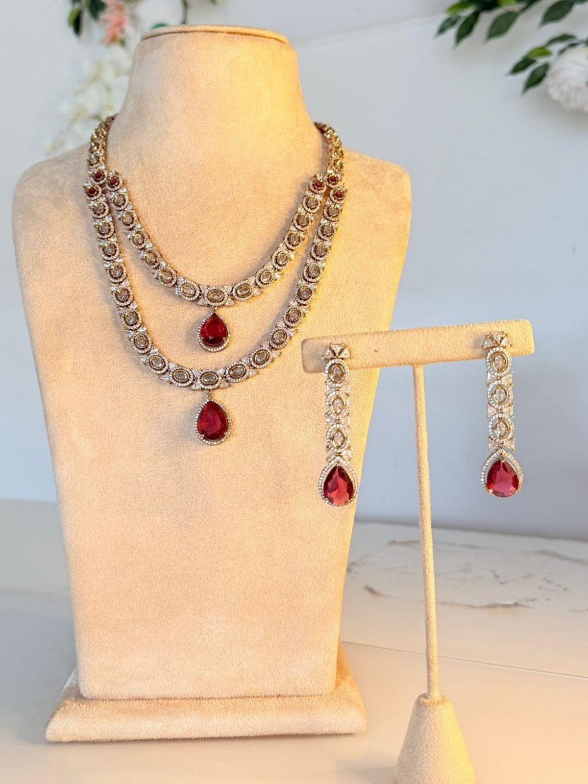 Ruby Red Tiered Crystal Set