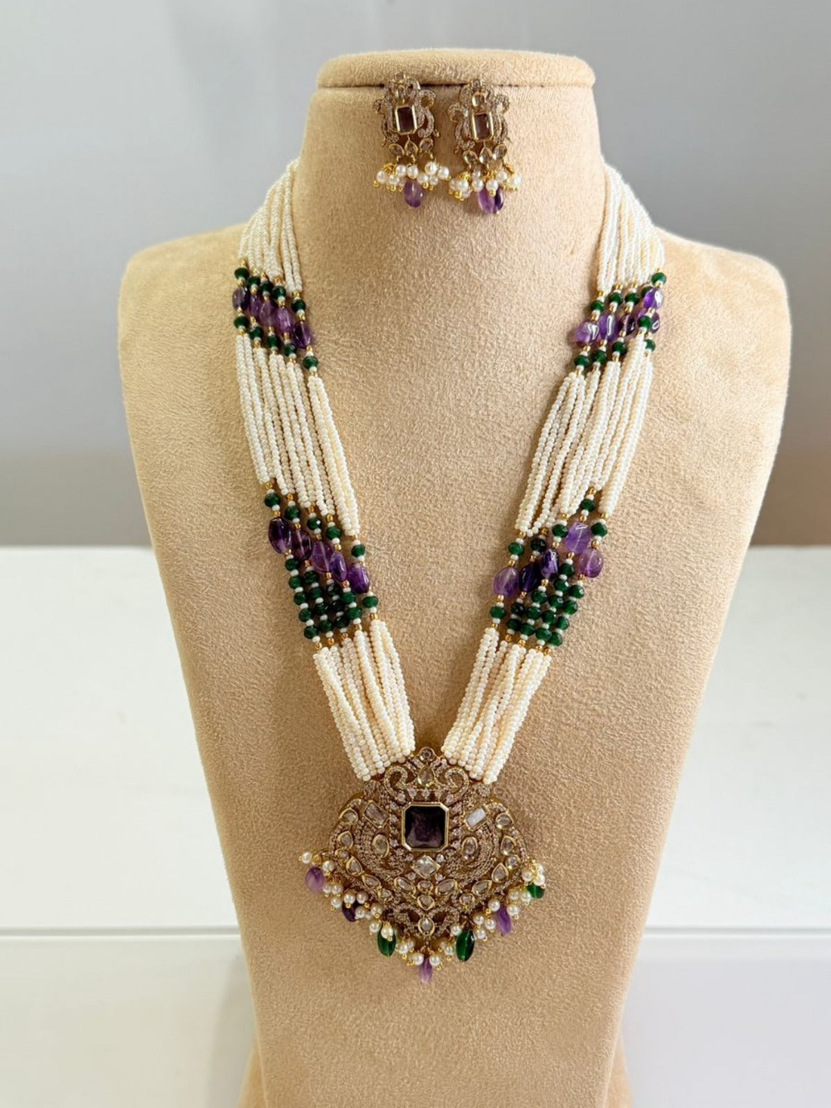 Royal Amethyst & Emerald Pearl Mala