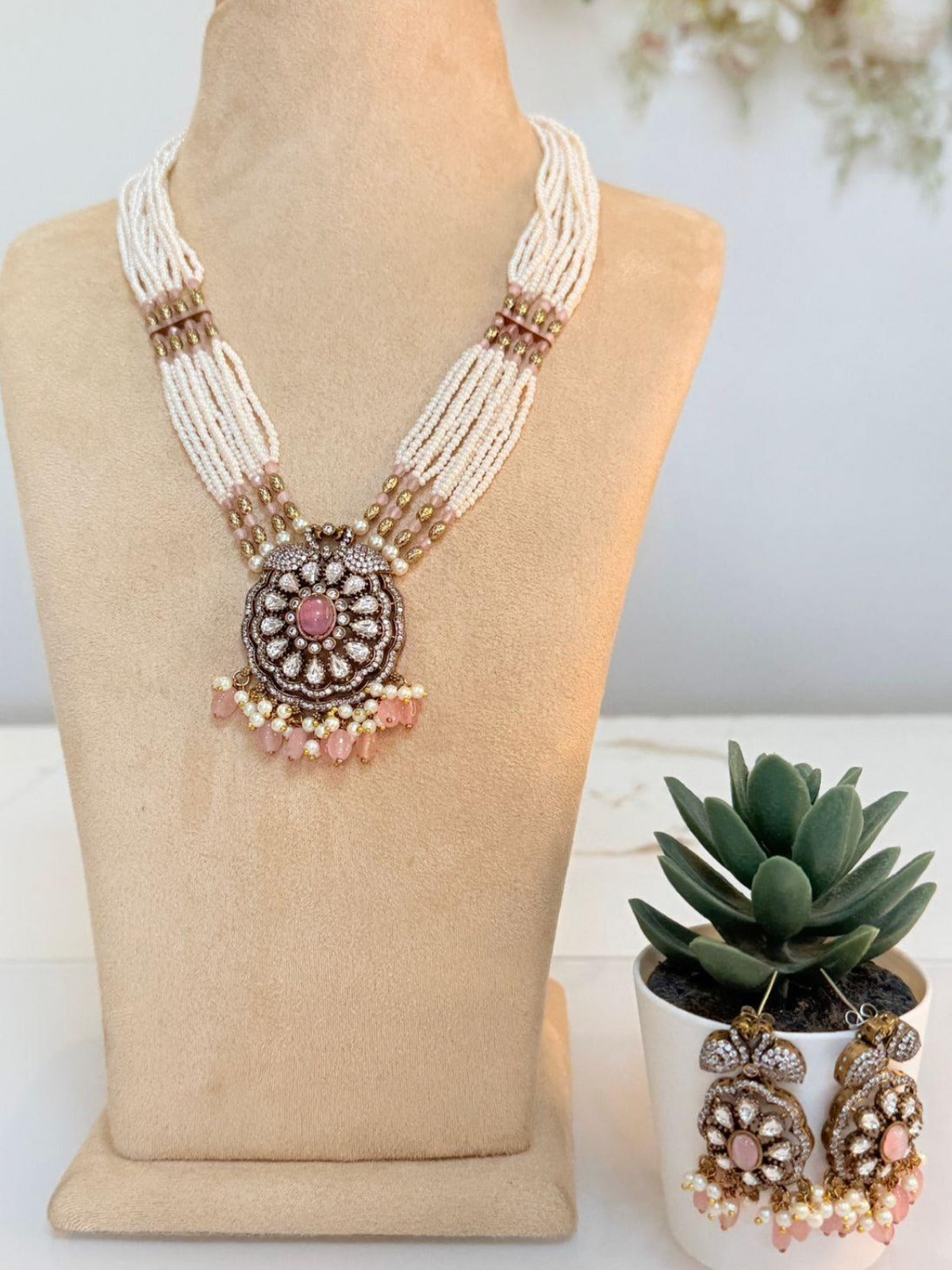 Blush Pink Floral Pearl Mala