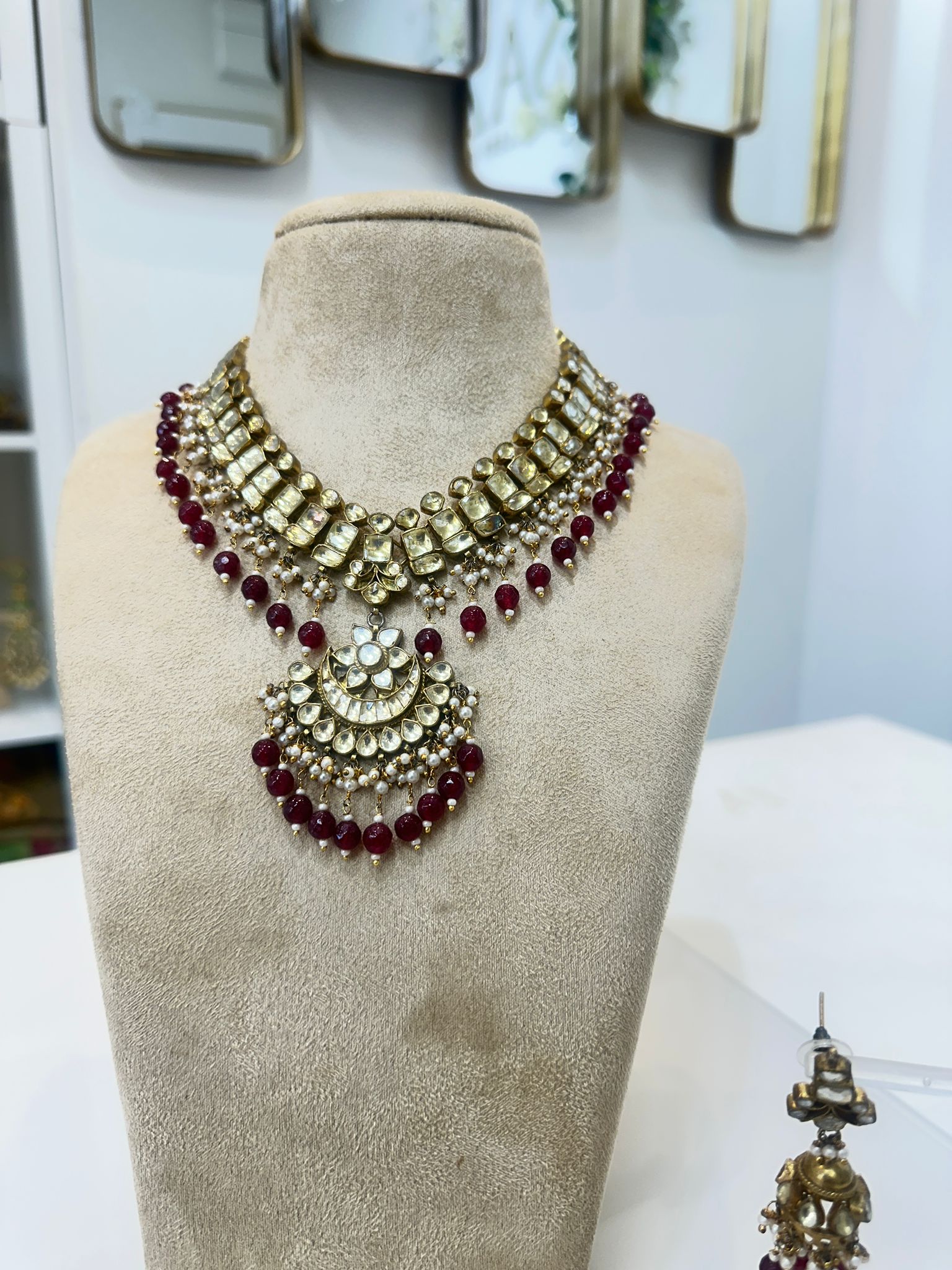 Royal Kundan Choker Necklace Set with Ruby Drops