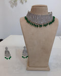 Emerald Drop Choker Necklace Set