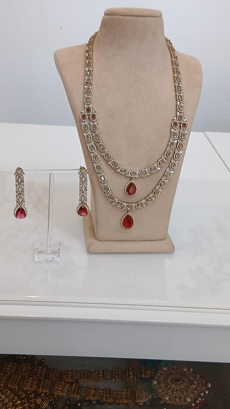 Royal Ruby Layered Necklace Set