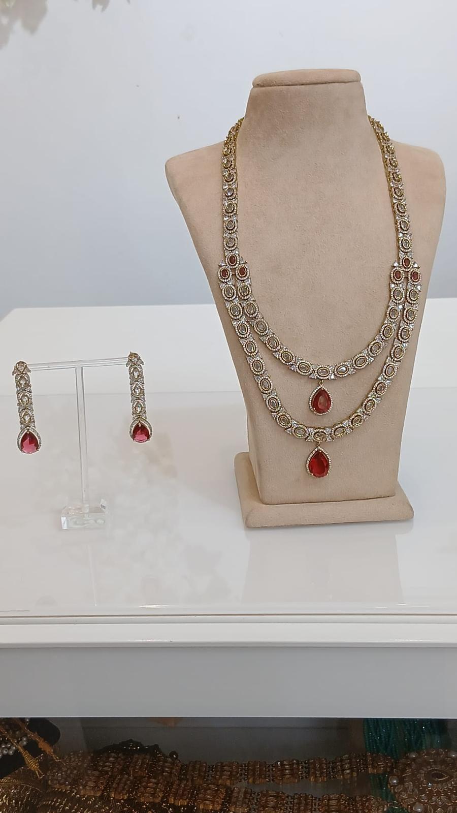 Royal Ruby Layered Necklace Set