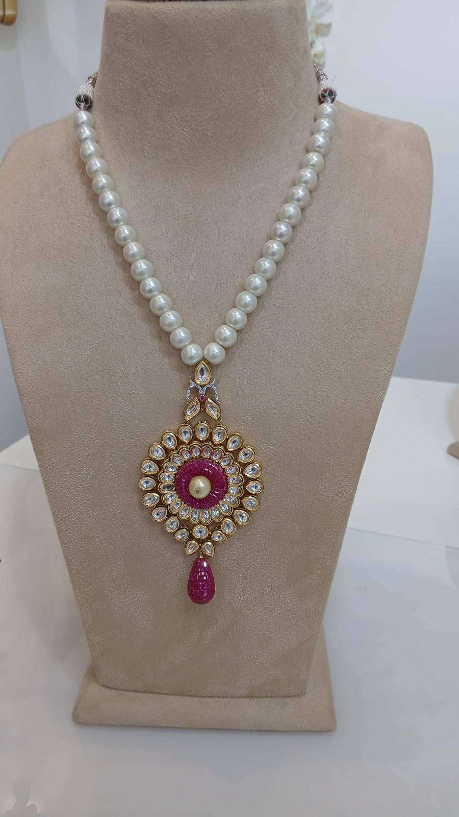 Pearl Drop Ruby Pendant Set