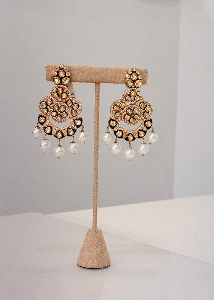 Pearl Drop Kundan Earrings