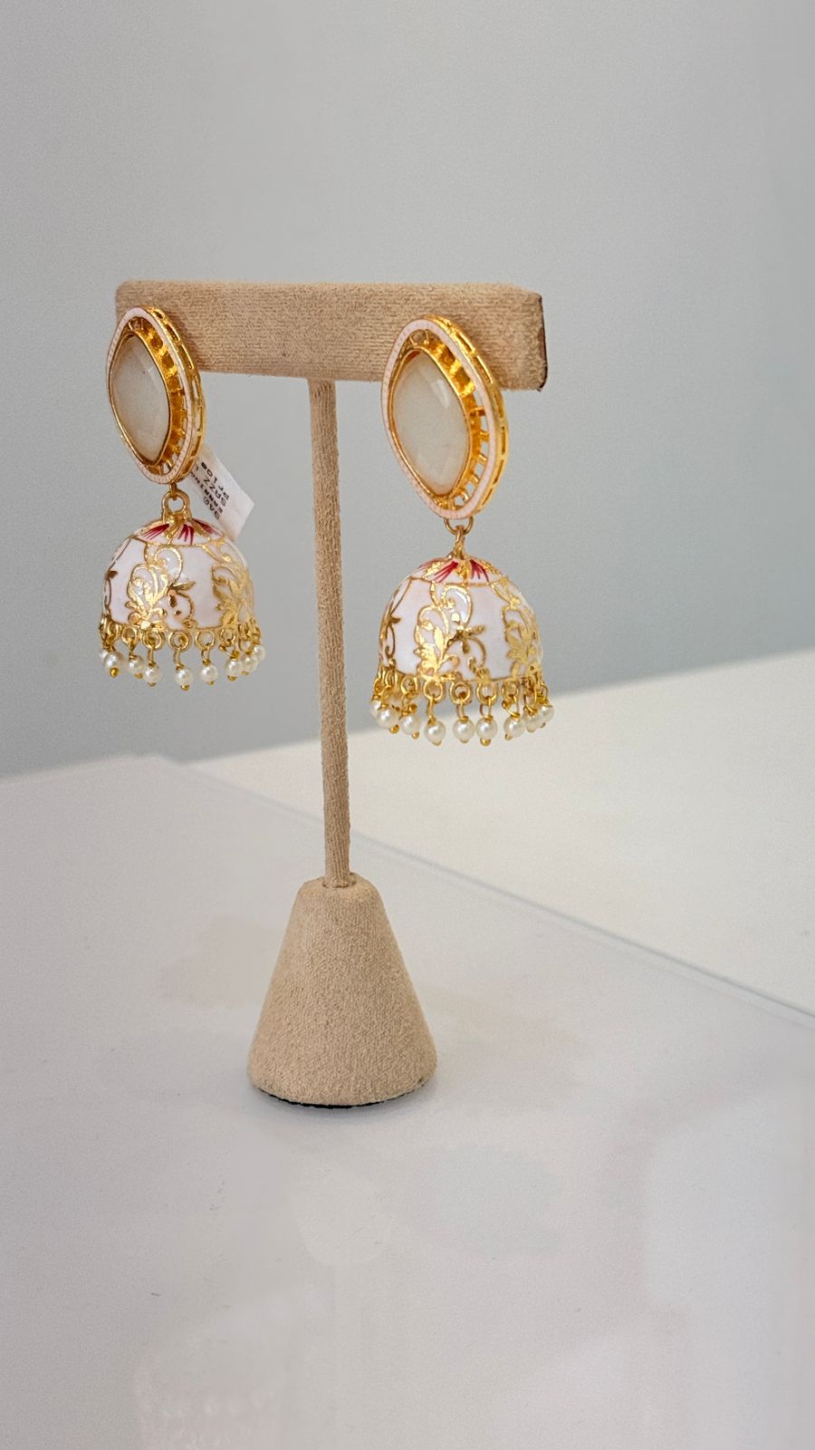 White Enamel Dome Jhumka