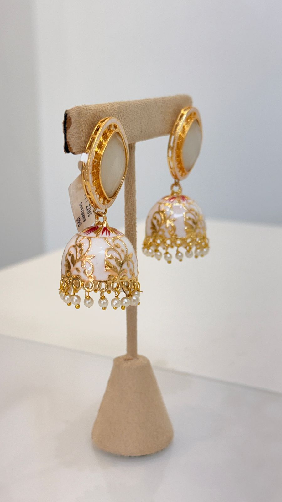 White Enamel Dome Jhumka