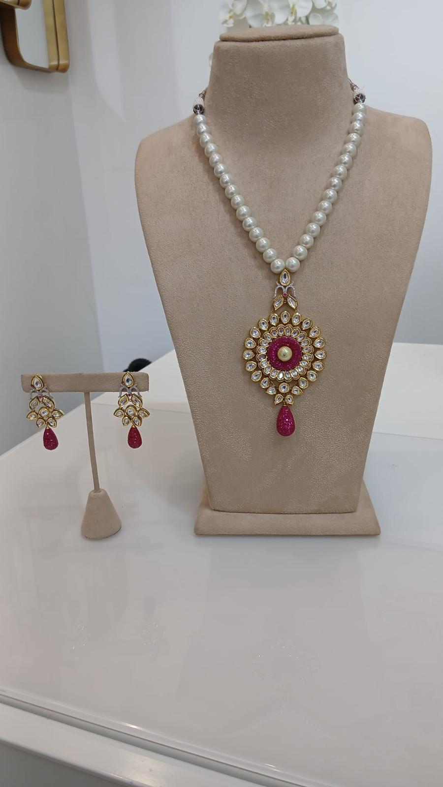 Pearl Drop Ruby Pendant Set