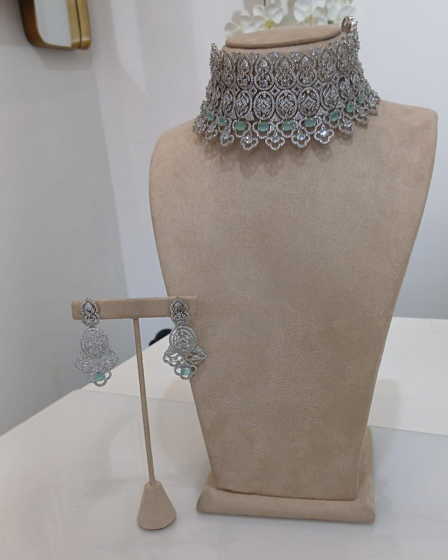 Mint Diamond Choker Set