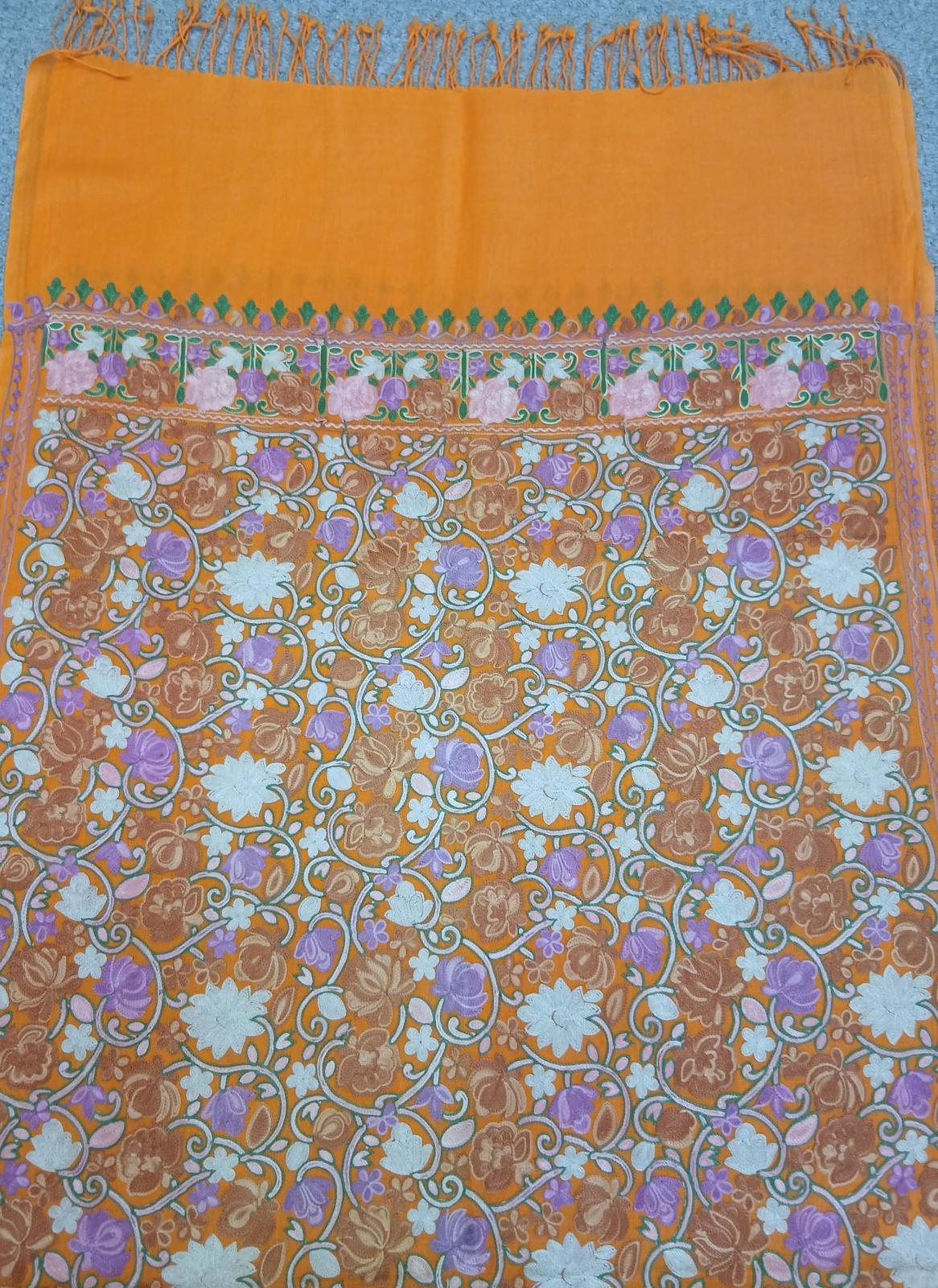 Sunset Garden Kashmiri Embroidered Shawl