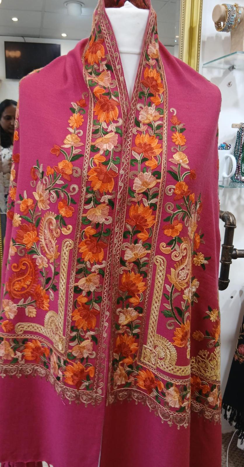 Rosewood Bloom Kashmiri Shawl