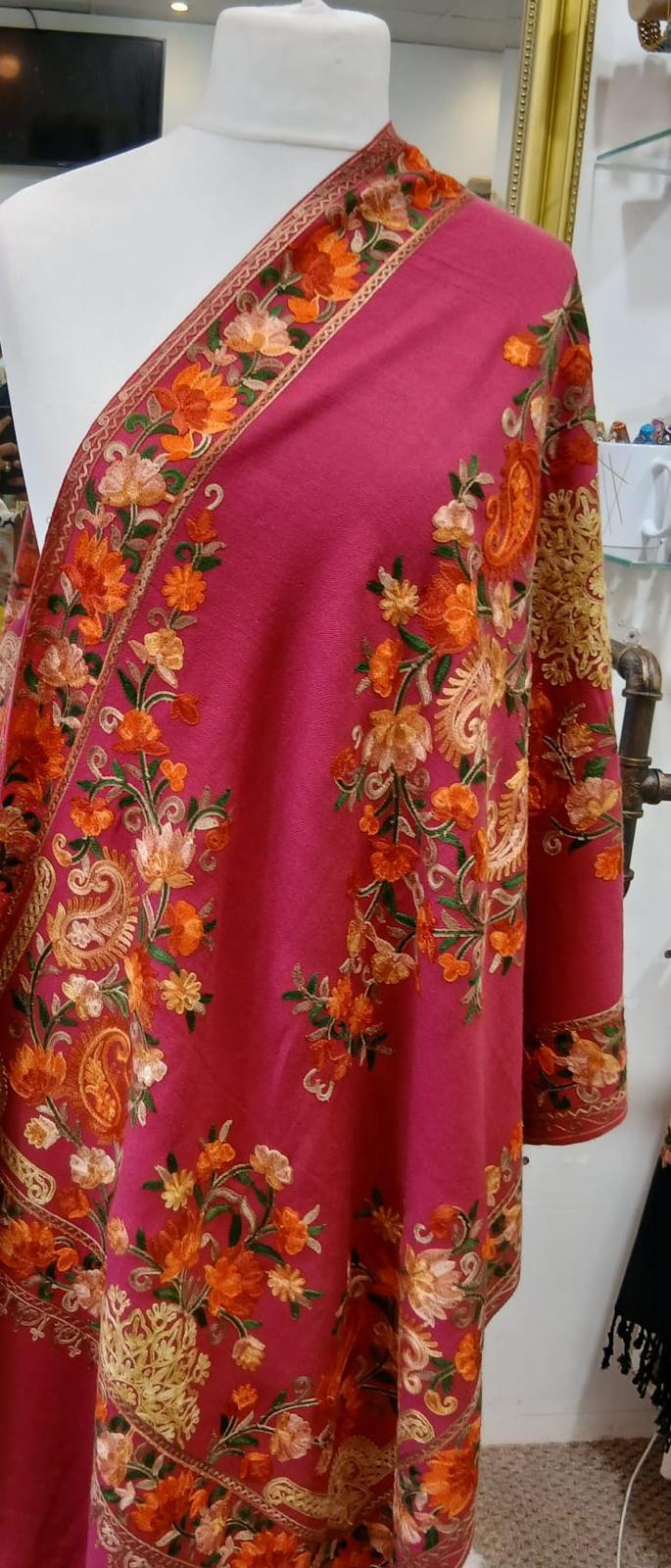 Rosewood Bloom Kashmiri Shawl