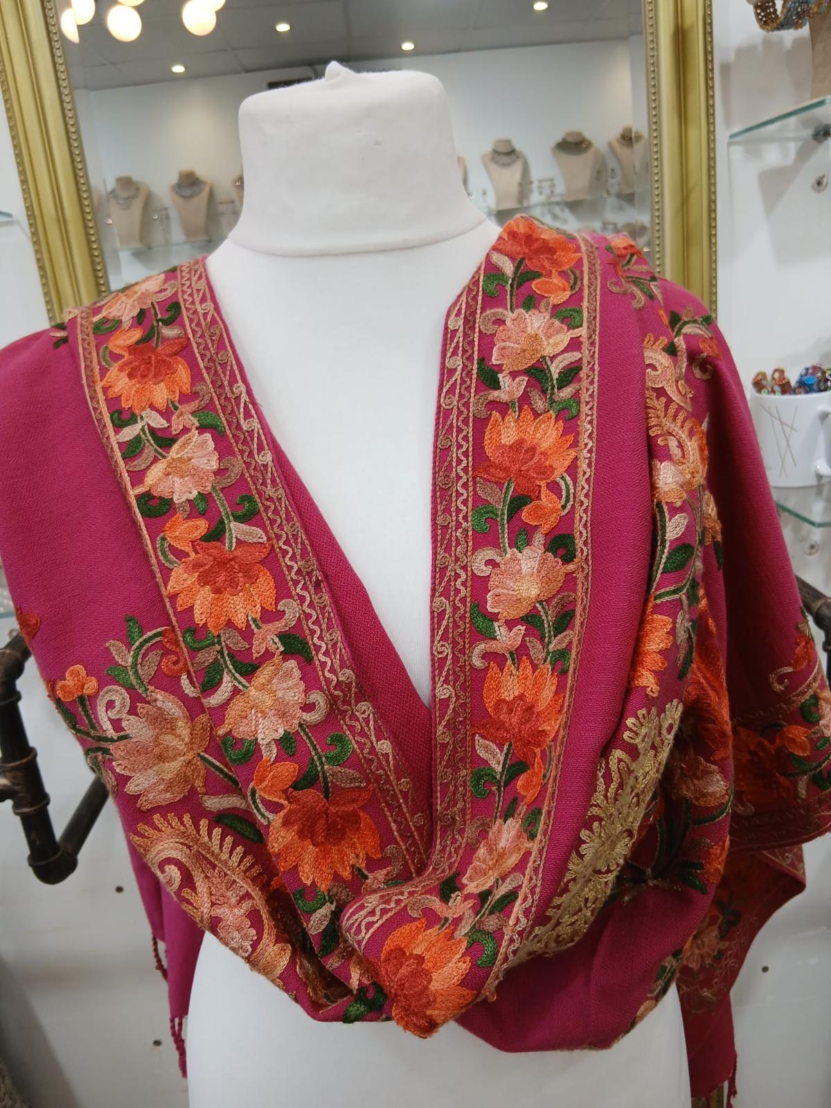 Rosewood Bloom Kashmiri Shawl